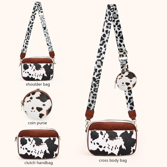 Vegan Leather Small Crossbody Bag with Detachable Coin Pouch for Women - Picture 7 of 7